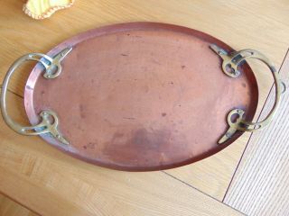 A Lovely Wmf Art Nouveau Copper Tray With Brass Scrolled Handles