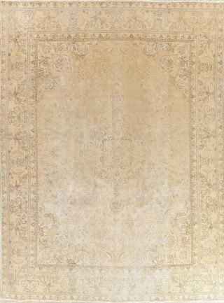 Muted Antique Oriental Floral Area Rug Wool Hand - Knotted Traditional 9x13 Carpet