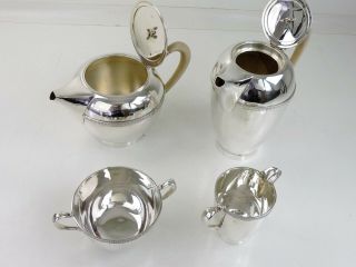 Art Deco 4 - piece SILVER TEA & COFFEE SERVICE,  Birmingham 1962 teapot set 1625g 2