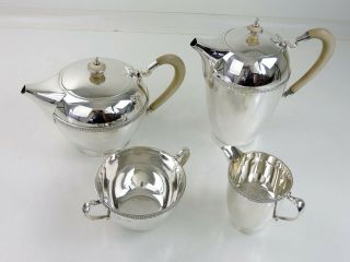 Art Deco 4 - piece SILVER TEA & COFFEE SERVICE,  Birmingham 1962 teapot set 1625g 3