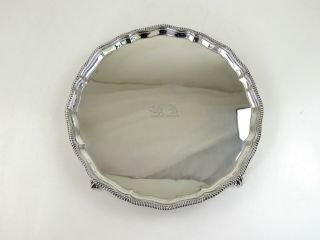 Double Crested SILVER SALVER,  London 1930 by HARMAN 31cm TRAY 1000g 3