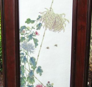 VERY FINE 19TH C.  CHINESE FAMILLE ROSE PORCELAIN PLAQUE,  QUAIL,  FLOWERS 12