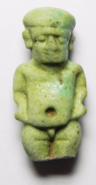 Zurqieh - Asw192 - Ancient Faience Pataikos Amulet,  600 B.  C