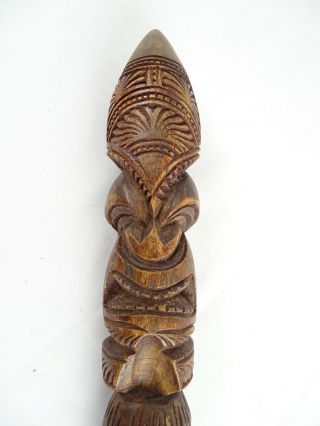 Fine Vintage Hawaiian Islands Hand Carved Wood War Club Ku god of War Hawaii 10