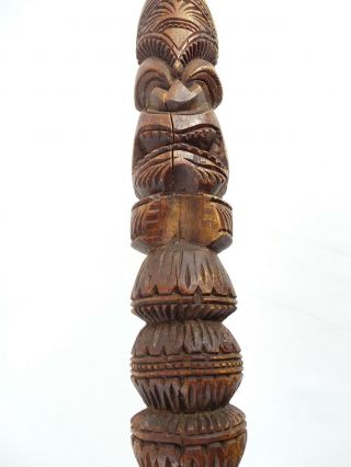 Fine Vintage Hawaiian Islands Hand Carved Wood War Club Ku god of War Hawaii 12