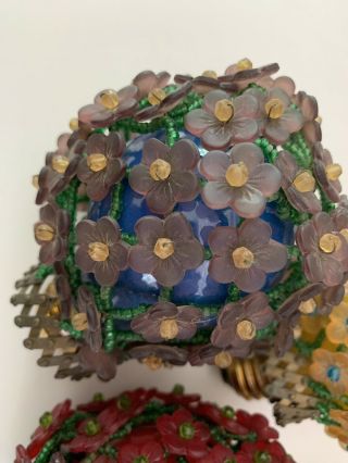 5 - Antique Czech Beaded Light Bulb Cover Flower French Figural Lamp Shade 10