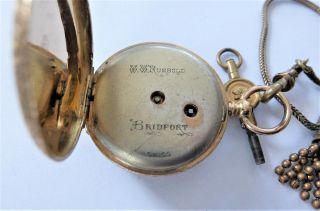 1900 18K GOLD CASED CYLINDER POCKET WATCH / FOB WATCH SS&CO IN ORDER 6