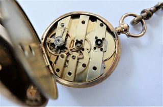 1900 18K GOLD CASED CYLINDER POCKET WATCH / FOB WATCH SS&CO IN ORDER 8