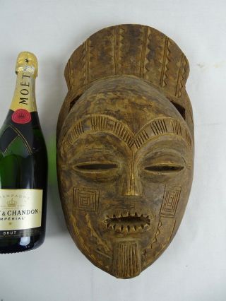 Old African Hand Carved Baule Mblo Costume Mask,  Ivory Coast,  African Tribal Art