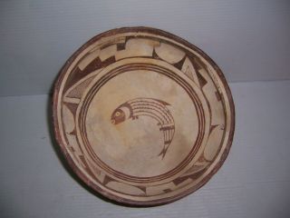 Pre - Columbian Mimbres Fish With Geometric Pottery Bowl Artifact 10.  5 " X 5.  25 "