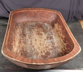 Large Antique Primitive Wooden Hand Hewn Trencher Dough Bowl Carved Farm Tray