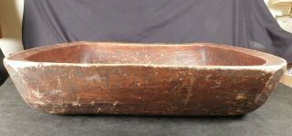 LARGE Antique Primitive Wooden Hand Hewn Trencher Dough Bowl Carved Farm Tray 5