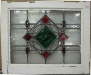 Old English Leaded Stained Glass Window Stunning Geometric Design 20.  5 " X 16.  75 "