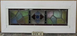MID SIZED OLD ENGLISH LEADED STAINED GLASS WINDOW Stunning Geometric 22.  5 