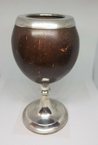 17 Th Century Coconut Silver Sterling Goblet Cup Sweden Silver 1690