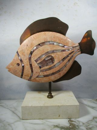 Large Vintage Hollywood Regency Karl Springer Maitland Smith Era Fish Sculpture 3