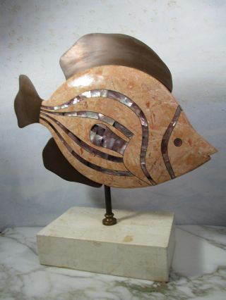 Large Vintage Hollywood Regency Karl Springer Maitland Smith Era Fish Sculpture 4