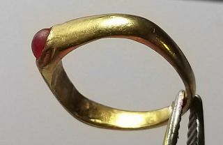 Roman Pure Gold Ring with Red Stone ancient Gold Ring 2