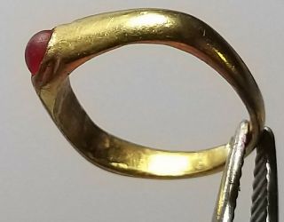 Roman Pure Gold Ring with Red Stone ancient Gold Ring 3