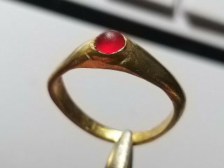 Roman Pure Gold Ring with Red Stone ancient Gold Ring 5