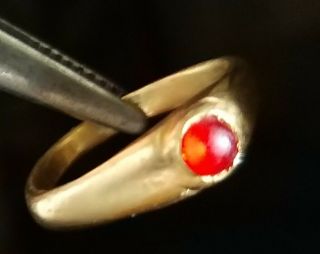 Roman Pure Gold Ring with Red Stone ancient Gold Ring 6