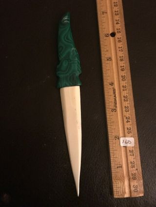 Antique Pacific Northwest Indian Native Tribal Malachite Salmon Letter Opener