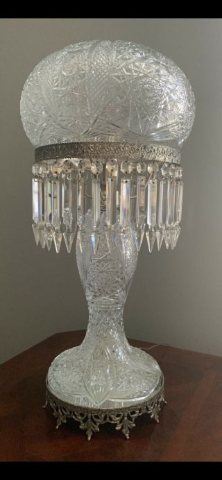STUNNING Antique Baccarat Brilliant Cut Glass Lamp 10