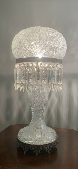 STUNNING Antique Baccarat Brilliant Cut Glass Lamp 12