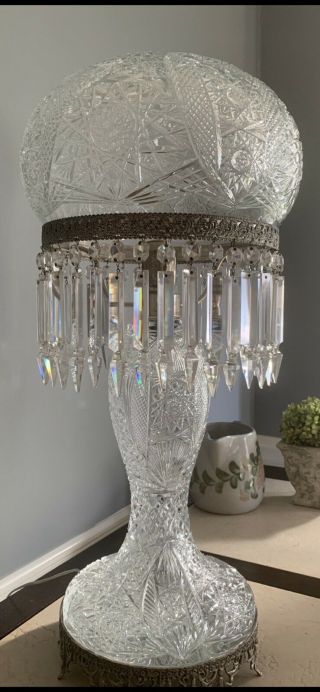 Stunning Antique Baccarat Brilliant Cut Glass Lamp