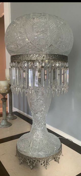 STUNNING Antique Baccarat Brilliant Cut Glass Lamp 2