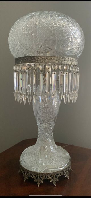 STUNNING Antique Baccarat Brilliant Cut Glass Lamp 3