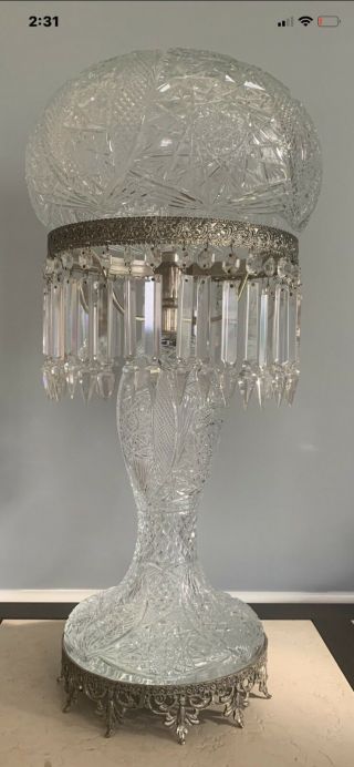 STUNNING Antique Baccarat Brilliant Cut Glass Lamp 4