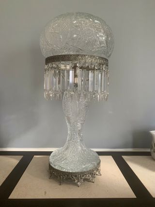 STUNNING Antique Baccarat Brilliant Cut Glass Lamp 5