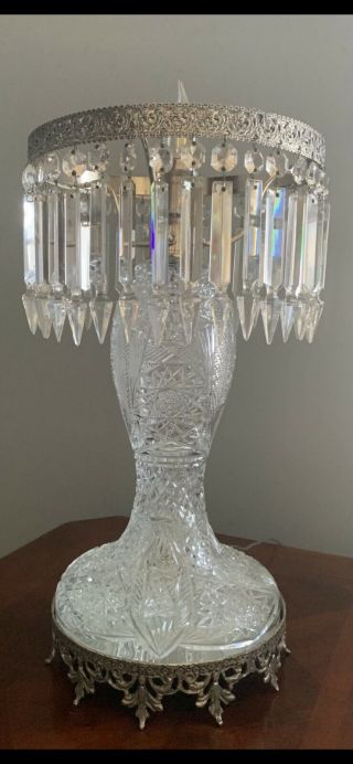 STUNNING Antique Baccarat Brilliant Cut Glass Lamp 6