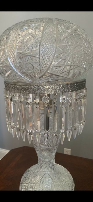 STUNNING Antique Baccarat Brilliant Cut Glass Lamp 7