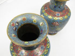 PAIR CHINESE QING DYNASTY CLOISONNE VASES 10