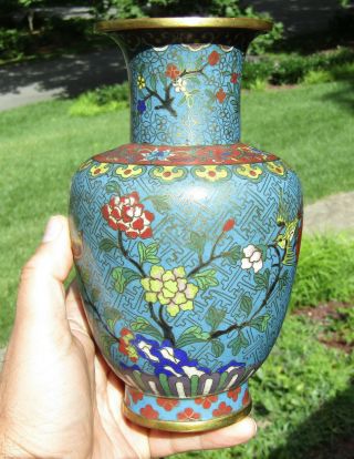 PAIR CHINESE QING DYNASTY CLOISONNE VASES 2