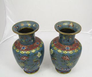 PAIR CHINESE QING DYNASTY CLOISONNE VASES 4