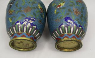 PAIR CHINESE QING DYNASTY CLOISONNE VASES 9