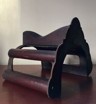 Antique Jl Mott Cast Iron And Wood Saddle Rack Holder Equestrian Stable Decor