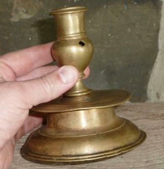 Period Brass 17th Century Capstan Candlestick Antique Early Lighting C1650