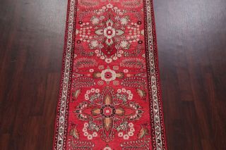 Vintage Floral RED 13 ft LONG Runner Lilian Persian Hand - made Rug 12 ' 10 
