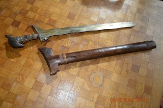 Antique 19th C.  Moro Kris Mindanao Keris Sword Philippines W/ Scabbard