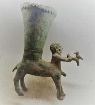 Scarce Circa 300bce Ancient Persian Bronze Rhyton Offering Vessel Achaemenid
