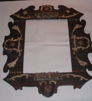 Antique Large Very Unusual Picture Frame 1800s Outsider /folk / Tramp /horn Cork