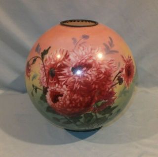 1870 - 1900 Victorian Jumbo Hand Painted Ball Oil Lamp Shade