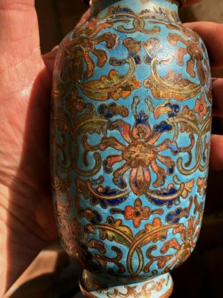 Chinese 18thc Jiaqing 1796 - 1820 Gilt Cloisonne Scholars Vase 9