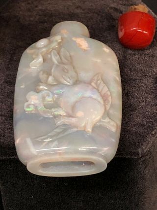 Antique Chinese Hand Carved opal Snuff Bottle 19th Century 10