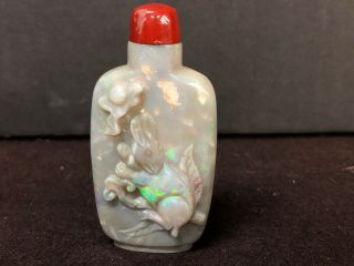 Antique Chinese Hand Carved Opal Snuff Bottle 19th Century
