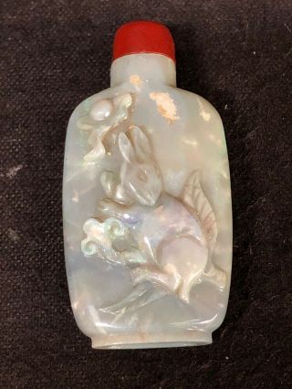 Antique Chinese Hand Carved opal Snuff Bottle 19th Century 2